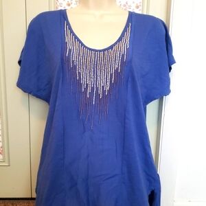 Calvin Klein Jeans Medium Blue Beaded Top